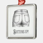 Bottoms Up! Funny White Elephant Gift Christmas メタルオーナメント (左)