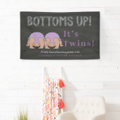 Bottoms Up Twins Baby Shower Personalized Banner 横断幕 (インサイチュ)