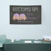 Bottoms Up Twins Baby Shower Personalized Banner 横断幕 (トレードショー)