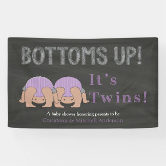 Bottoms Up Twins Baby Shower Personalized Banner 横断幕