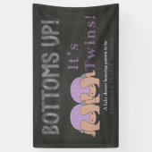 Bottoms Up Twins Baby Shower Personalized Banner 横断幕 (縦)