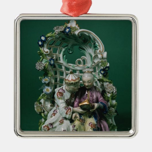 Boucher著絵画の後のMeissenのアーバーのグループ、 メタルオーナメント (正面)