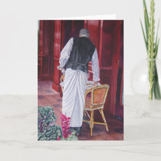 Bouchonのレストランのウェイター カード