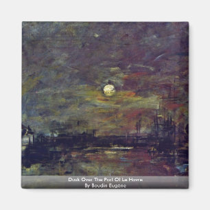 Boudin Eugène著ルアーブルの港上の薄暗がり マグネット