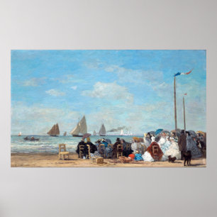 Boudin - Scene On TheビーチAt Trouville, 1863 ポスター