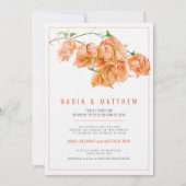 Bougainvilleaオレンジのアプリコットウォーター結婚カラー 招待状 (正面)