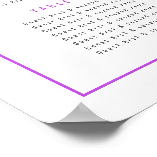 Bougainvilleaパープル結婚の16テーブルの座席表 ポスター (角)