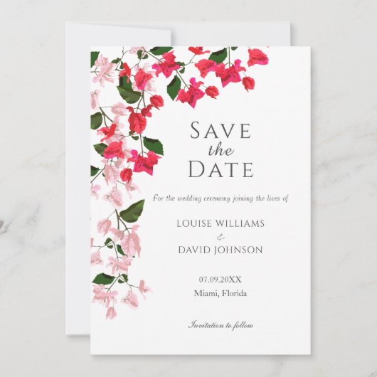 Bougainvillea日付の招待カードを保存する 招待状 (正面)