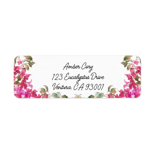 Bougainvillea花ウォーターカラーマゼンタラベル ラベル (正面)