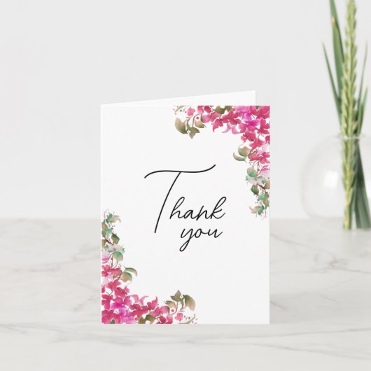 Bougainvillea花ウォーターカラーマゼンタ ノートカード (正面)