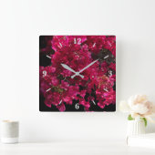 Bougainvillea赤い熱帯性乾性低木の写真 スクエア壁時計 (ホーム)