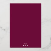 Bougainvillea Burgundyピンクのフローラ結婚のフォイル 箔招待状 (裏面)