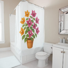 Bougainvillea flower bathroom curtain シャワーカーテン
