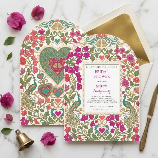 Bougainvillea Mediterranean Arch Bridal Shower 招待状