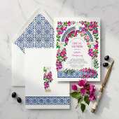 Bougainvillea Mediterranean blue Bridal Shower 招待状
