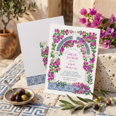 Bougainvillea Mediterranean blue Bridal Shower 招待状