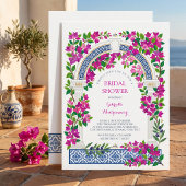 Bougainvillea Mediterranean blue Bridal Shower 招待状