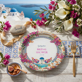 Bougainvillea Mediterranean Greek Bridal Shower ペーパープレート