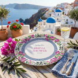 Bougainvillea Mediterranean Greek Bridal Shower ペーパープレート