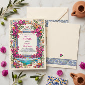 Bougainvillea Mediterranean Greek Bridal Shower 招待状