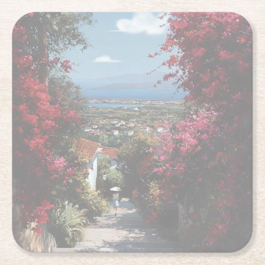 Bougainvillea path | Acrylic スクエアペーパーコースター (正面)
