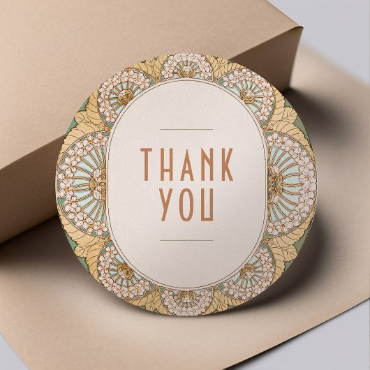 Bougainvillea Thank You Stickerアールヌーボー ラウンドシール