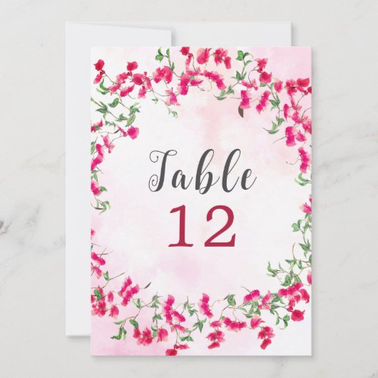 Bougainvillea Tropical Forest Wedding Table Number 招待状 (正面)
