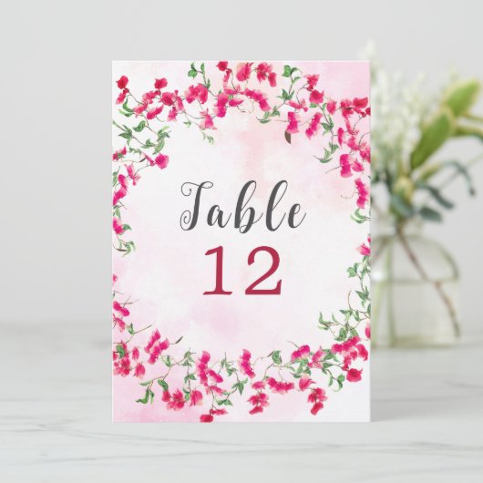 Bougainvillea Tropical Forest Wedding Table Number 招待状 (スタンド正面)