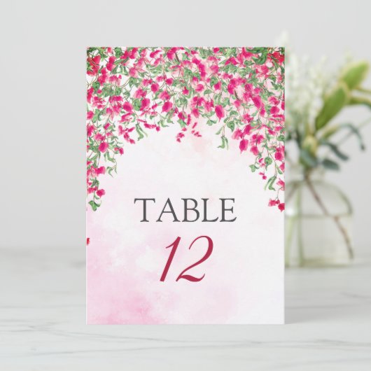 Bougainvillea Tropical Forest Wedding Table Number 招待状 (スタンド正面)