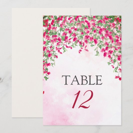 Bougainvillea Tropical Forest Wedding Table Number 招待状 (正面/裏面)