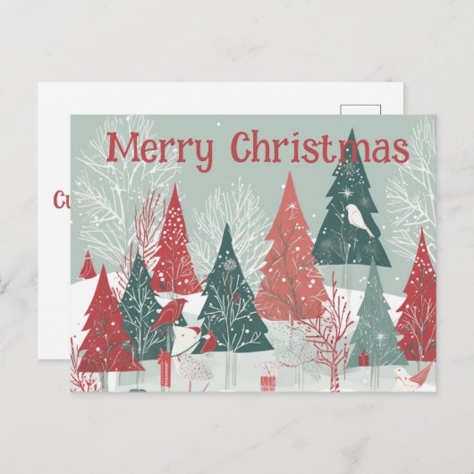 Boughsお洒落クリスマスカード、カスタムクリスマス シーズンポストカード (正面/裏面)