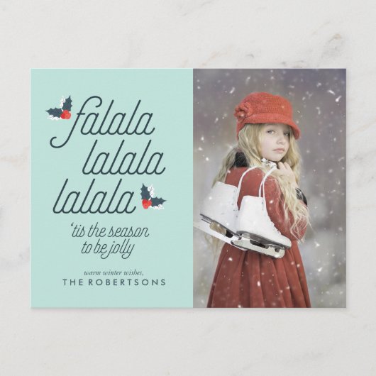 Boughs of Holly Christmasフォトホリデー シーズンポストカード (正面)