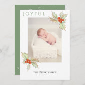 Boughs Of Holly Flat Holidayフォトカード シーズンカード (正面/裏面)