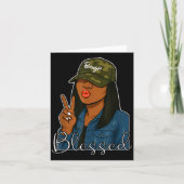 Bougie Blessed Camo Hat Christian Black Woman カード (正面)