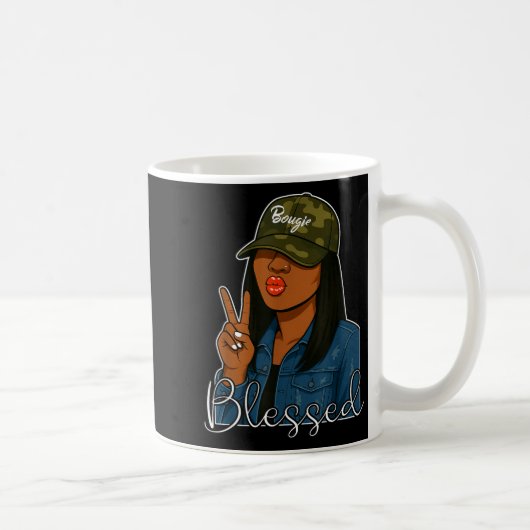 Bougie Blessed Camo Hat Christian Black Woman  コーヒーマグカップ (右)