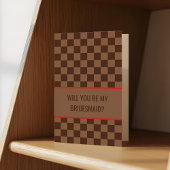 Bougie Brown Checkered Will you be my Bridesmaid カード
