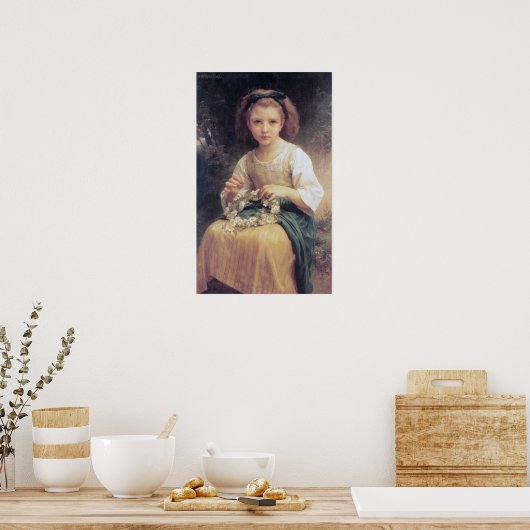 Bouguerau - Child Braiding A Crown, 1874 ポスター (キッチン)