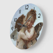 BouguereauのL'Amourと精神のenfants (キューピッド) ラージ壁時計 (傾斜)