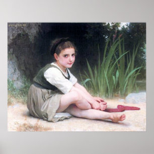 Bouguereau - Au Bord du Ruisseau ポスター