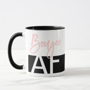 Boujee AF人気がある引用文ホワイトピンクガールタイポグラフィ マグカップ