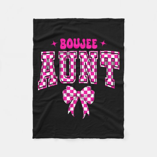 Boujee Aunt Nk Checkered Bow Birthday Family Match フリースブランケット (正面)
