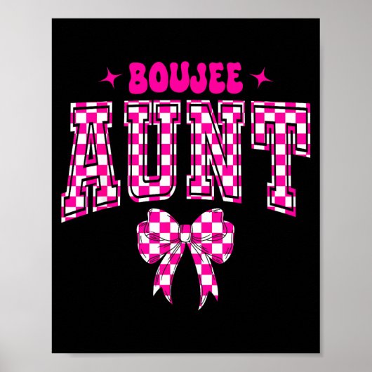 Boujee Aunt Nk Checkered Bow Birthday Family Match ポスター (正面)