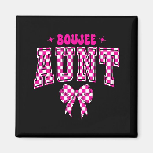 Boujee Aunt Nk Checkered Bow Birthday Family Match マグネット (正面)