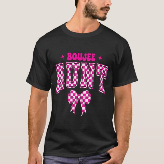 Boujee Aunt Nk Checkered Bow Birthday Family Match Tシャツ (正面)