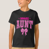 Boujee Aunt Nk Checkered Bow Birthday Family Match Tシャツ (正面)