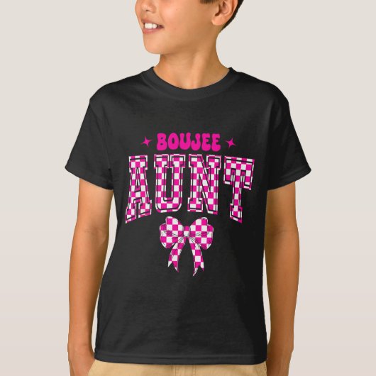 Boujee Aunt Nk Checkered Bow Birthday Family Match Tシャツ (正面)