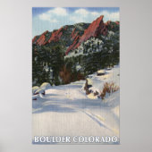 Boulder, Colorado - Flatirons in Winter ポスター (正面)