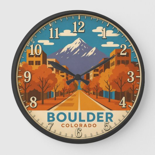 Boulder Colorado Mountain ラージ壁時計 (正面)
