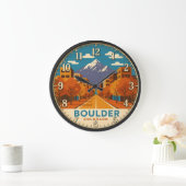 Boulder Colorado Mountain ラージ壁時計 (ホーム)