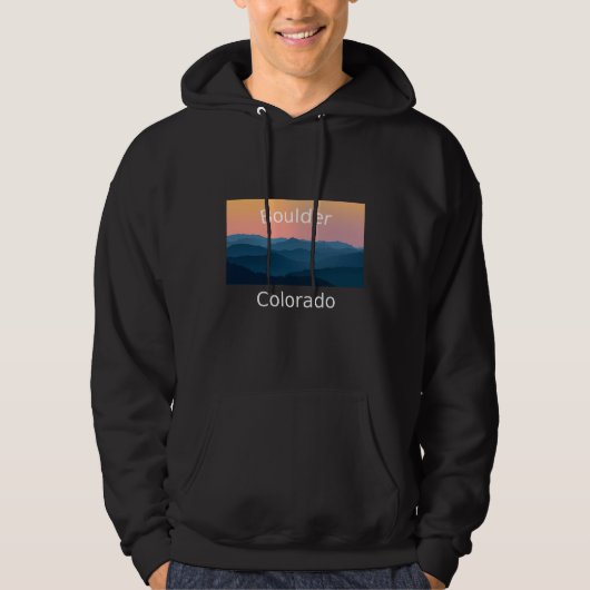 Boulder Colorado Mountain sunset hometown パーカ (正面)